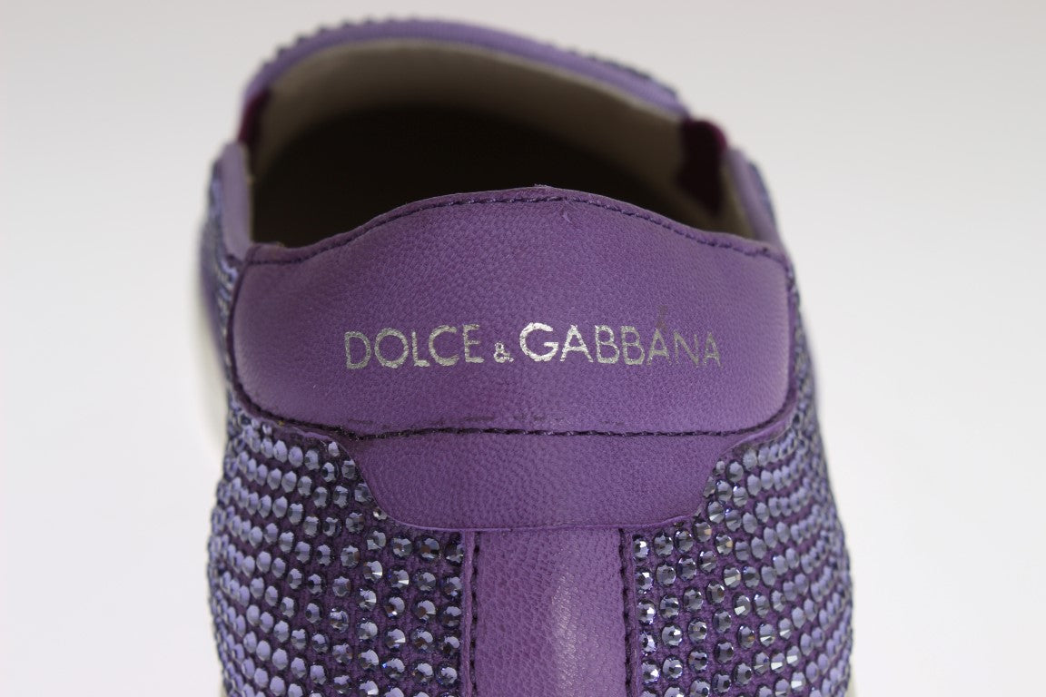 Dolce & Gabbana Purple Strass Canvas Logo Sneakers Dolce & Gabbana