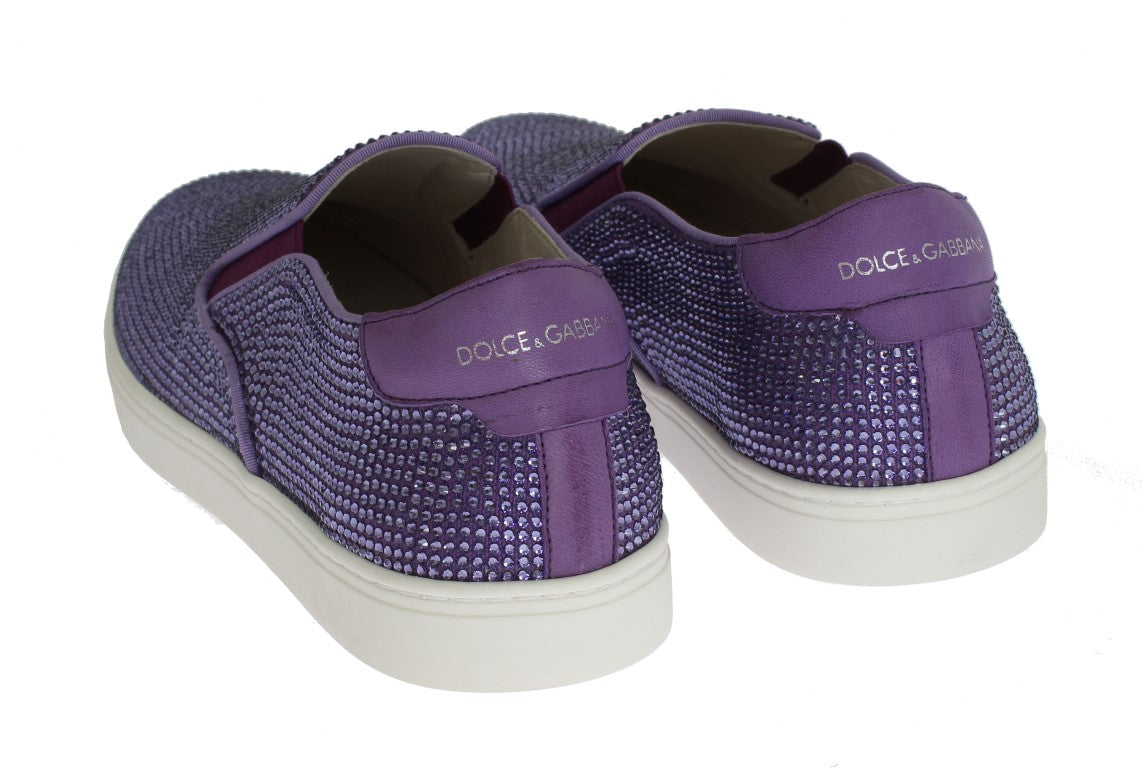 Dolce & Gabbana Purple Strass Canvas Logo Sneakers Dolce & Gabbana