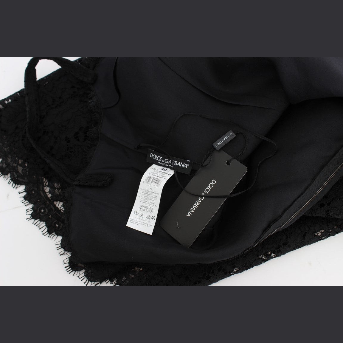 Dolce & Gabbana Black Floral Lace Shift Knee Length Dress
