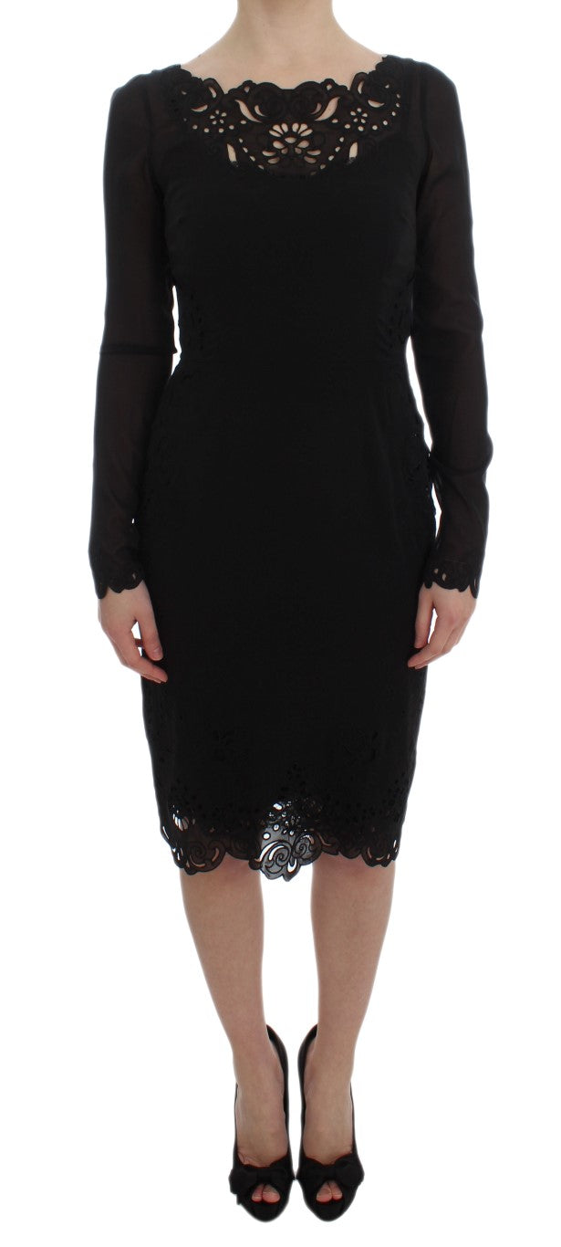 Dolce & Gabbana Black Silk Stretch Sheath Dress Dolce & Gabbana