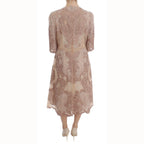 Dolce & Gabbana Pink Silk Lace Ricamo Shift Gown Dress