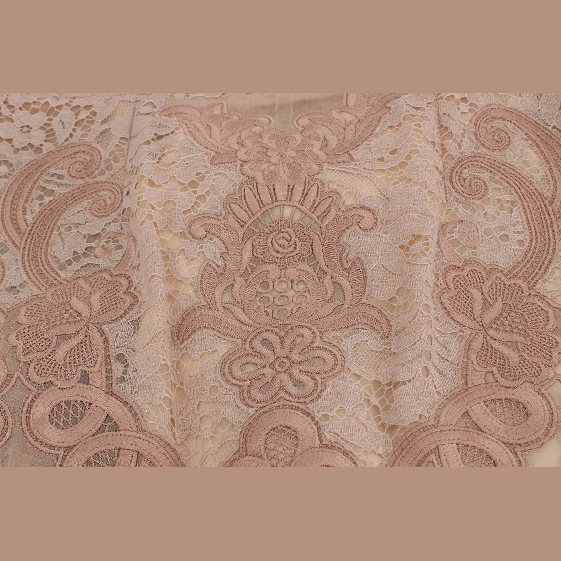 Dolce & Gabbana Pink Silk Lace Ricamo Shift Gown Dress