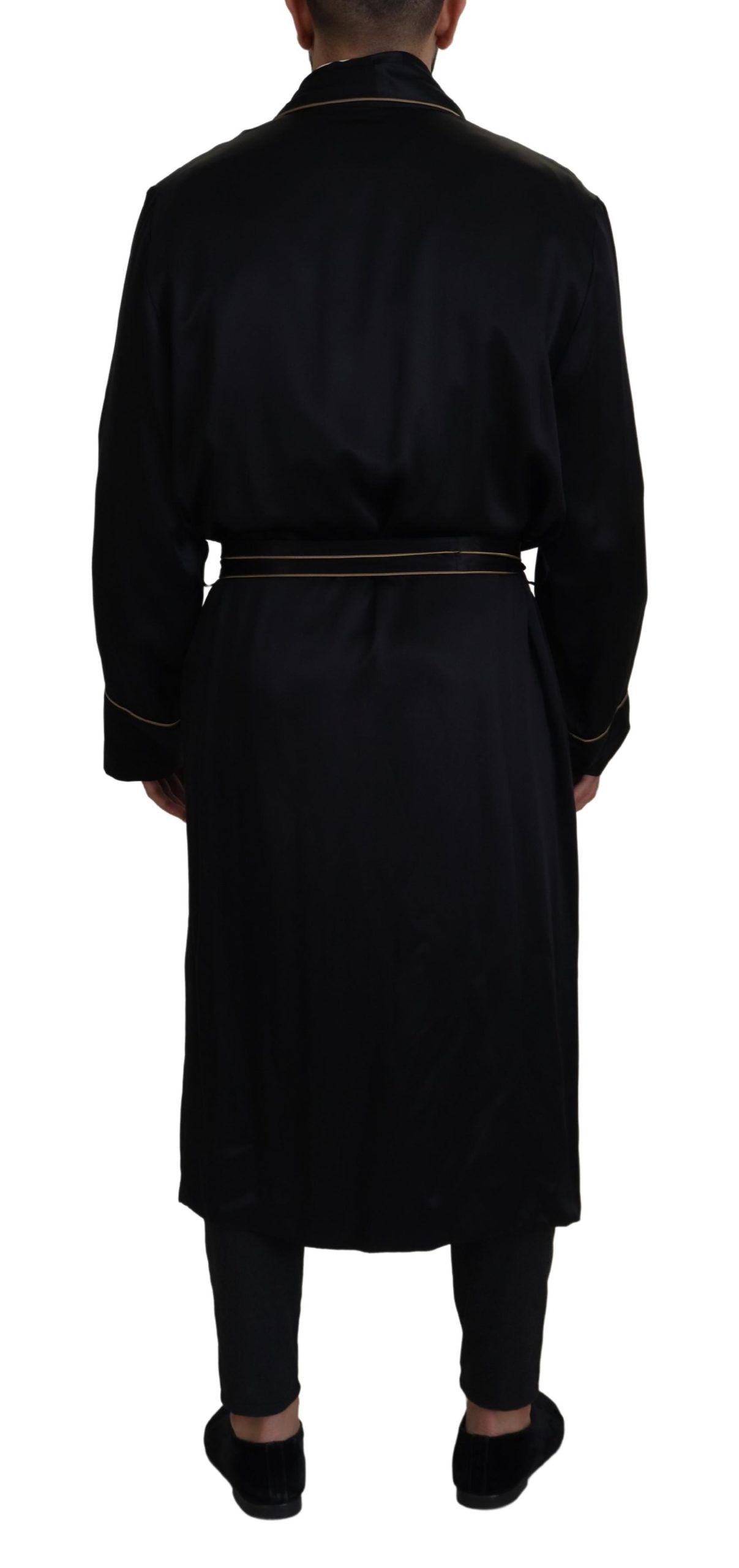 Dolce & Gabbana Black 100% Silk Robe Coat Wrap Jacket Dolce & Gabbana