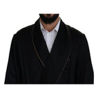 Dolce & Gabbana Black 100% Silk Robe Coat Wrap Jacket