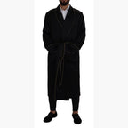 Dolce & Gabbana Black 100% Silk Robe Coat Wrap Jacket