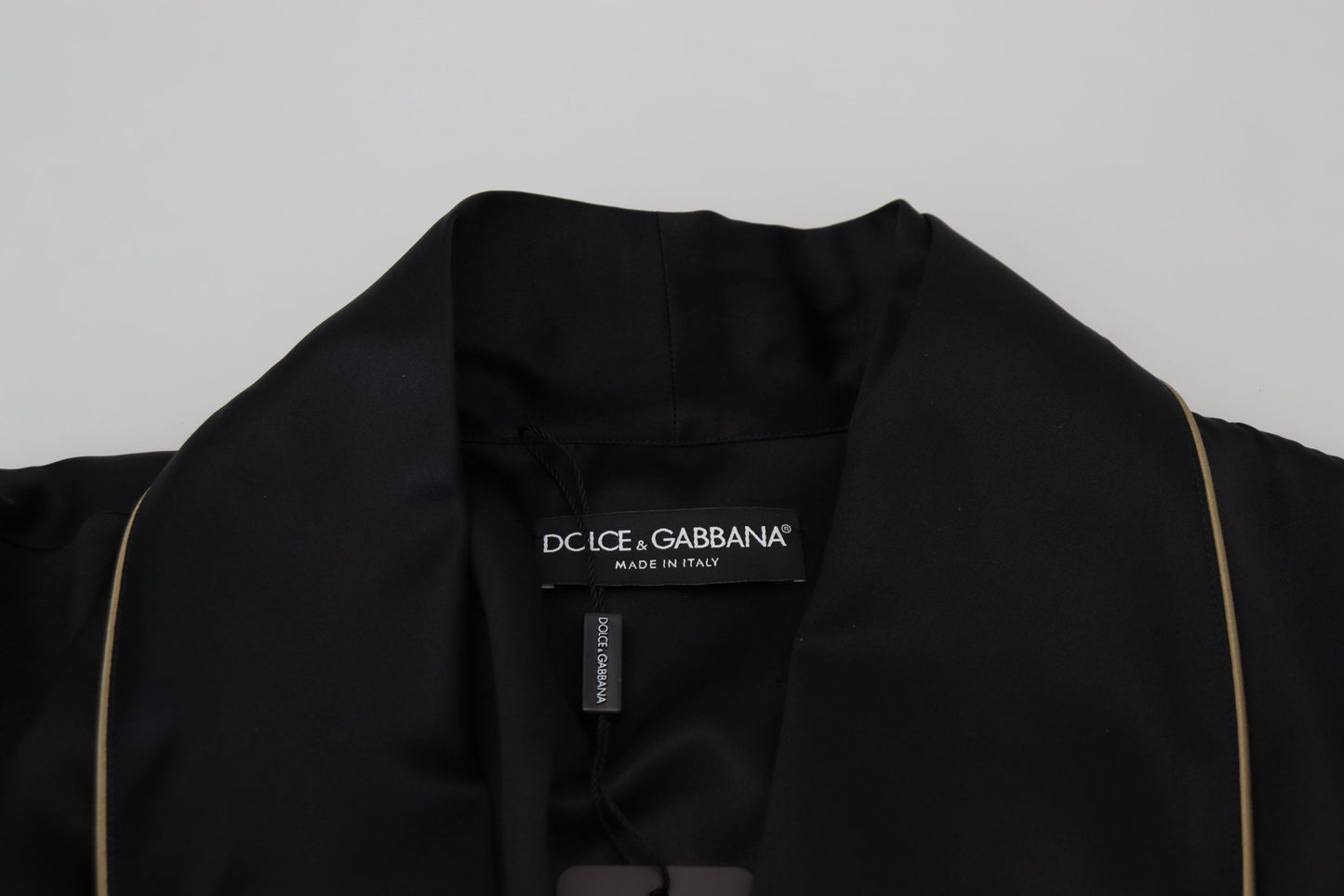 Dolce & Gabbana Black 100% Silk Robe Coat Wrap Jacket Dolce & Gabbana