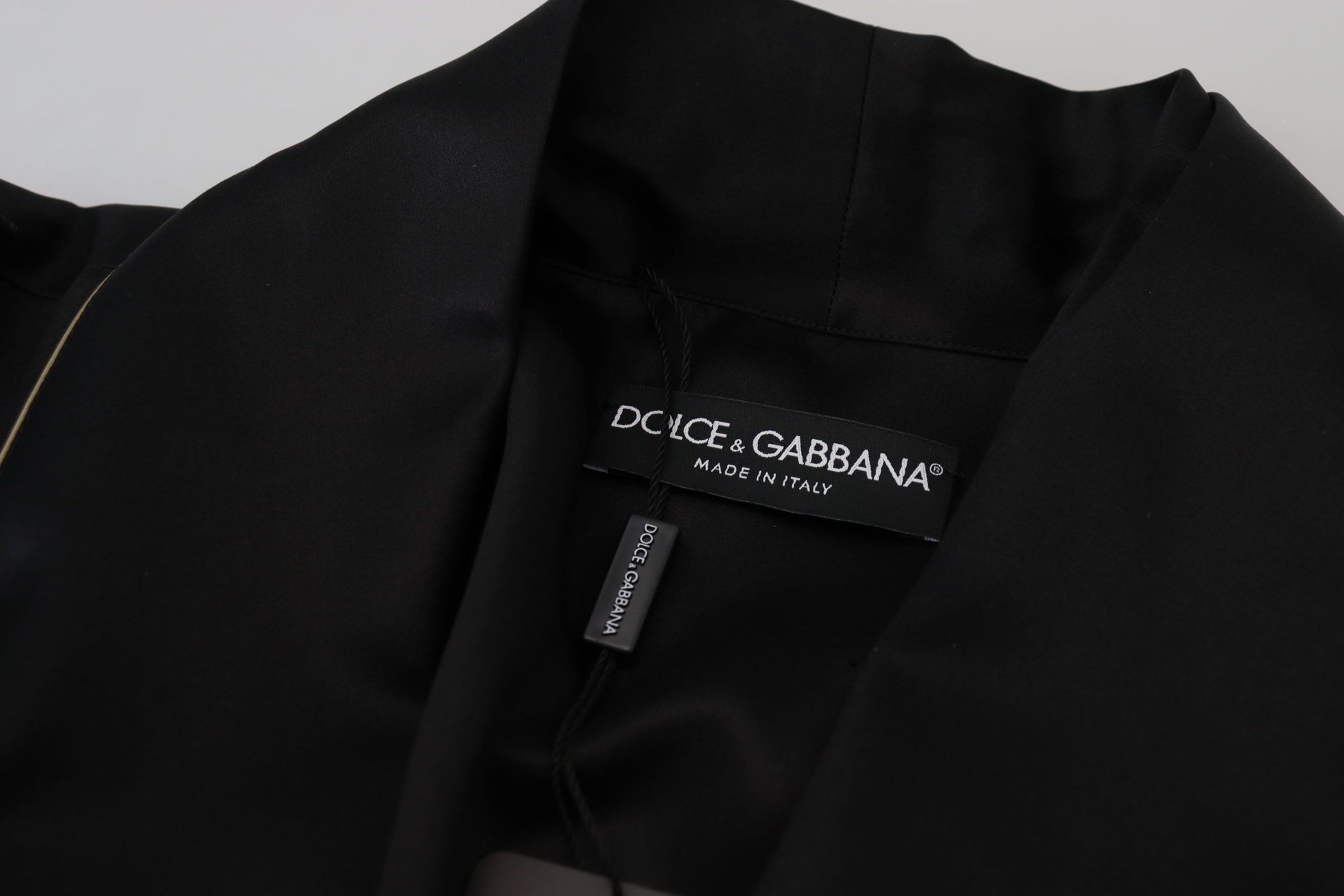 Dolce & Gabbana Black 100% Silk Robe Coat Wrap Jacket Dolce & Gabbana