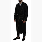 Dolce & Gabbana Black 100% Silk Robe Coat Wrap Jacket