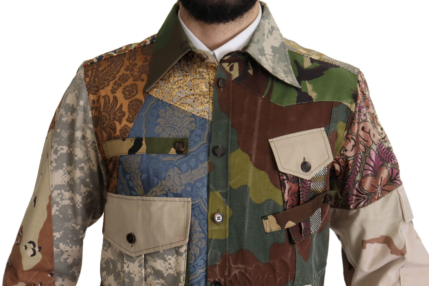 Dolce & Gabbana Multicolor Button Down Patchwork Shirt Dolce & Gabbana
