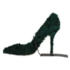 Dolce & Gabbana Green Xiangao Lamb Fur Leather Pumps