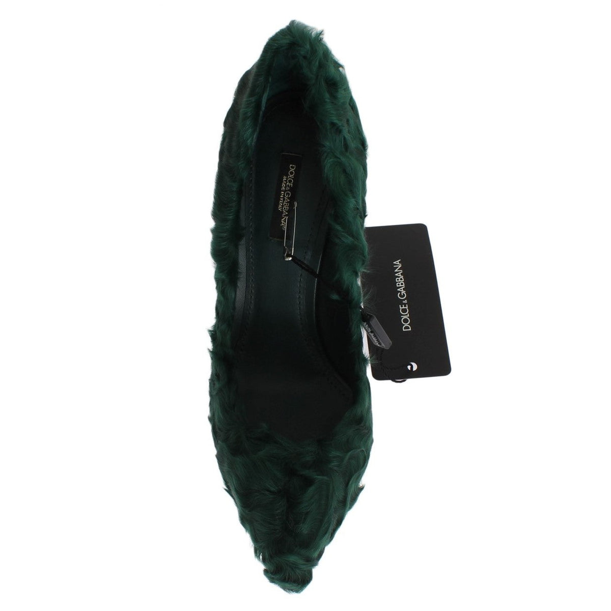 Dolce & Gabbana Green Xiangao Lamb Fur Leather Pumps