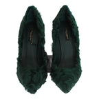 Dolce & Gabbana Green Xiangao Lamb Fur Leather Pumps
