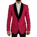 Dolce & Gabbana pink floral brocade slim blazer jacket shown with detailed floral pattern and tailored fit.