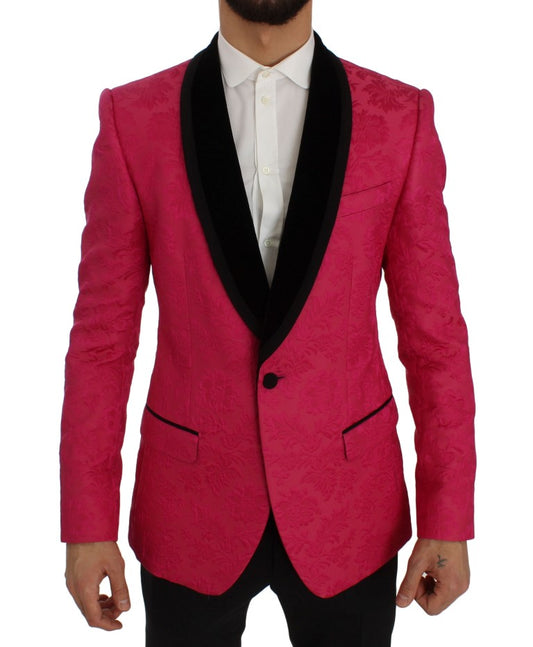 Dolce & Gabbana Pink Floral Brocade Slim Blazer Jacket Dolce & Gabbana