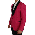 Dolce & Gabbana pink floral brocade slim blazer jacket with tailored fit and luxurious fabric, stylish for elegant occasions.