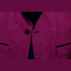 Pink floral brocade slim blazer jacket by Dolce & Gabbana, featuring intricate floral patterns and tailored fit.