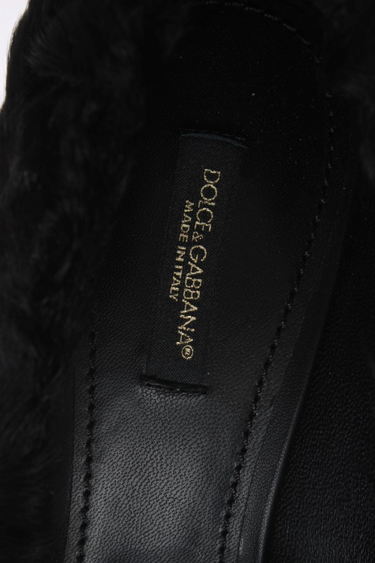 Dolce & Gabbana Black Xiangao Lamb Fur Leather Pumps Dolce & Gabbana