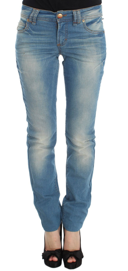 John Galliano Blue Wash Cotton Blend Slim Fit Jeans John Galliano
