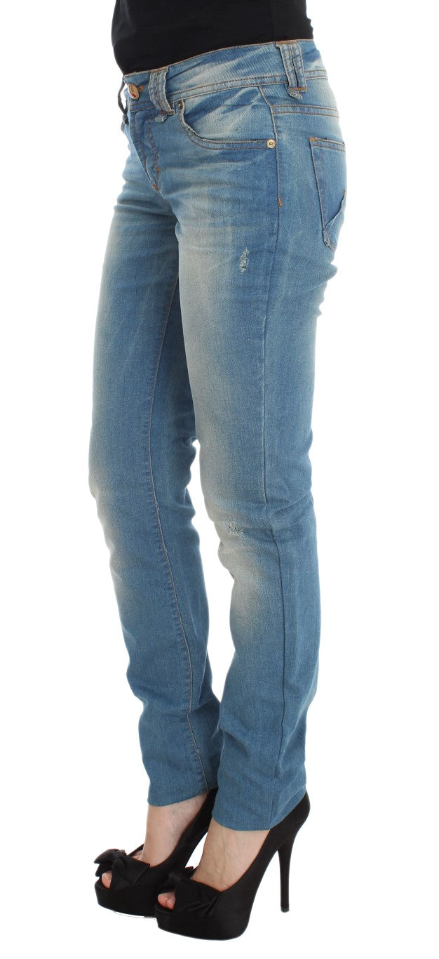 John Galliano Blue Wash Cotton Blend Slim Fit Jeans John Galliano