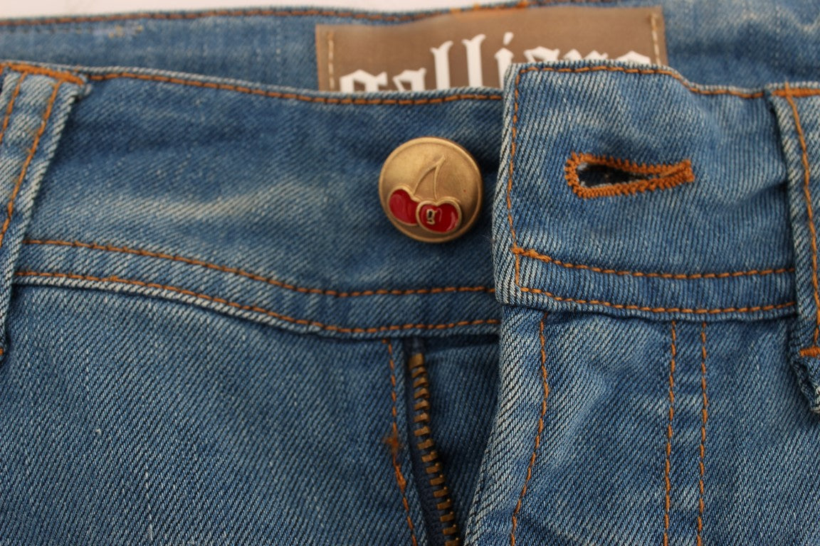 John Galliano Blue Wash Cotton Blend Slim Fit Jeans John Galliano