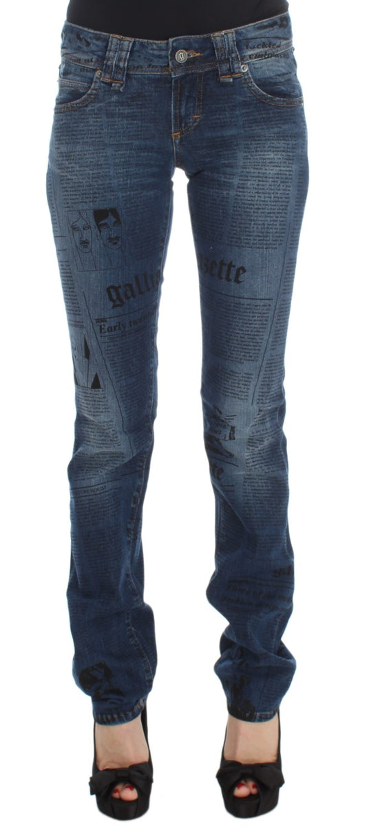 John Galliano Blue Wash Cotton Blend Slim Fit Bootcut Jeans John Galliano