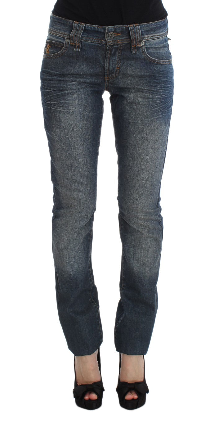 John Galliano Blue Wash Cotton Blend Slim Fit Jeans John Galliano