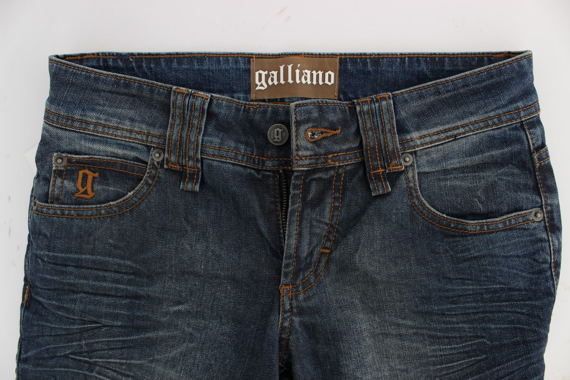 John Galliano Blue Wash Cotton Blend Slim Fit Jeans John Galliano
