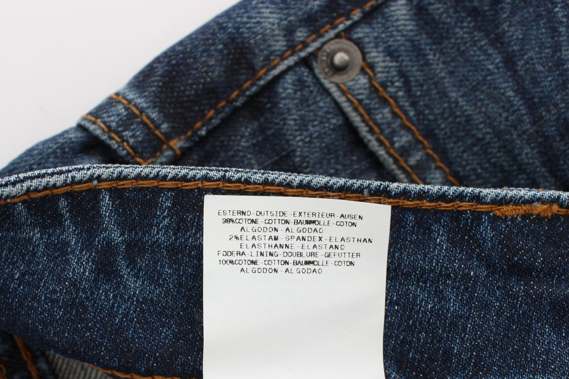 John Galliano Blue Wash Cotton Blend Slim Fit Jeans John Galliano