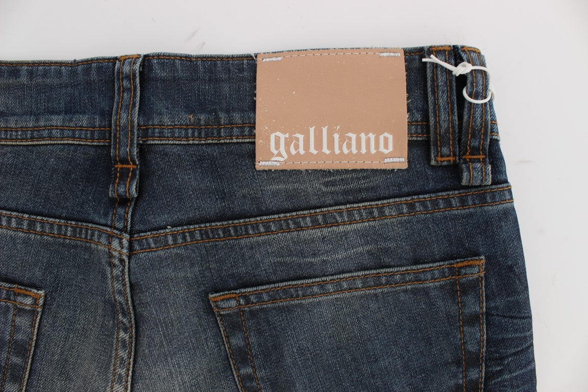John Galliano Blue Wash Cotton Blend Slim Fit Jeans John Galliano