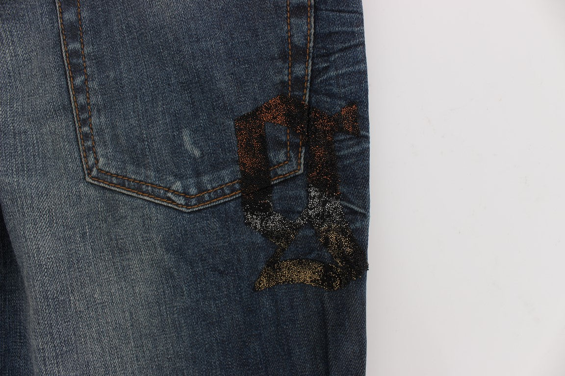 John Galliano Blue Wash Cotton Blend Slim Fit Jeans John Galliano