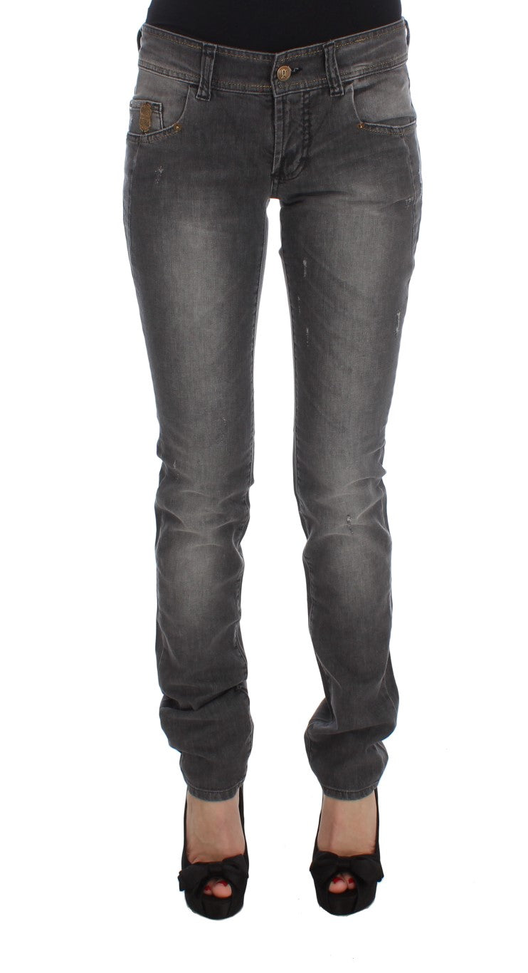 John Galliano Gray Wash Cotton Blend Slim Fit Stretch Jeans John Galliano