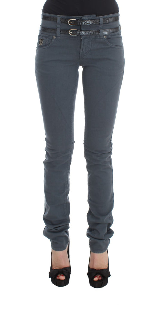 John Galliano Blue Cotton Blend Slim Fit High Waist Jeans John Galliano