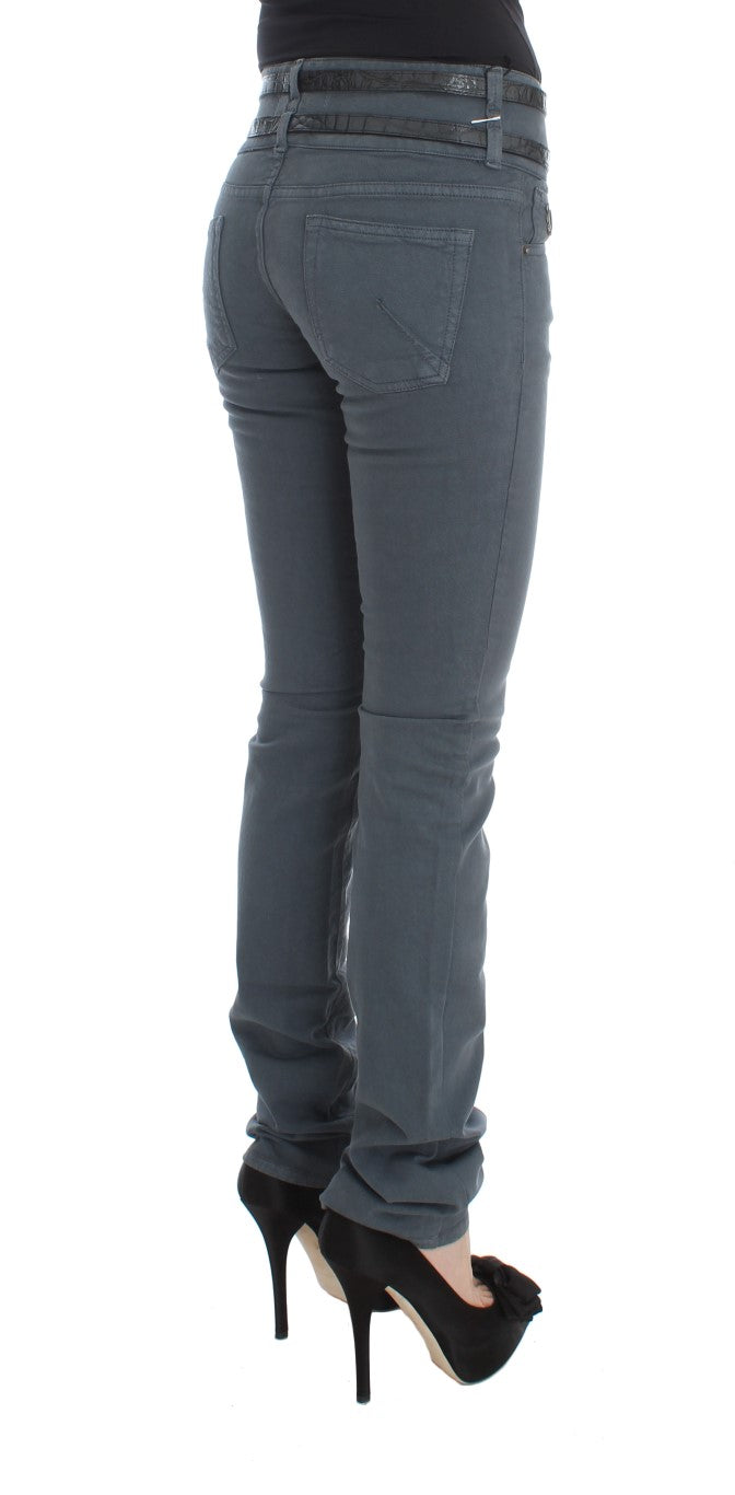 John Galliano Blue Cotton Blend Slim Fit High Waist Jeans John Galliano
