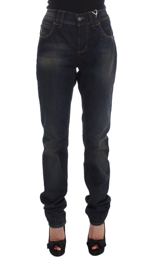 John Galliano Blue Wash Cotton Blend Boyfriend Fit Jeans John Galliano