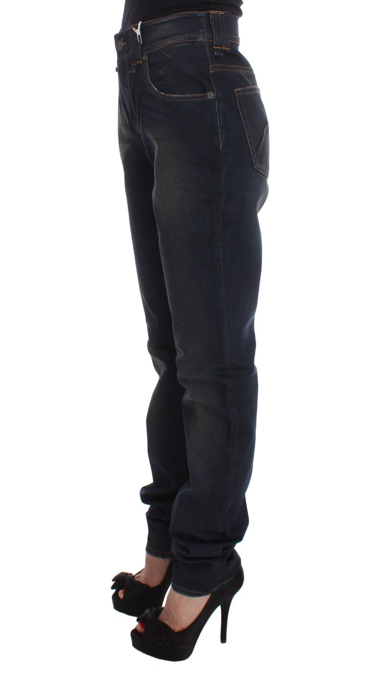 John Galliano Blue Wash Cotton Blend Boyfriend Fit Jeans John Galliano