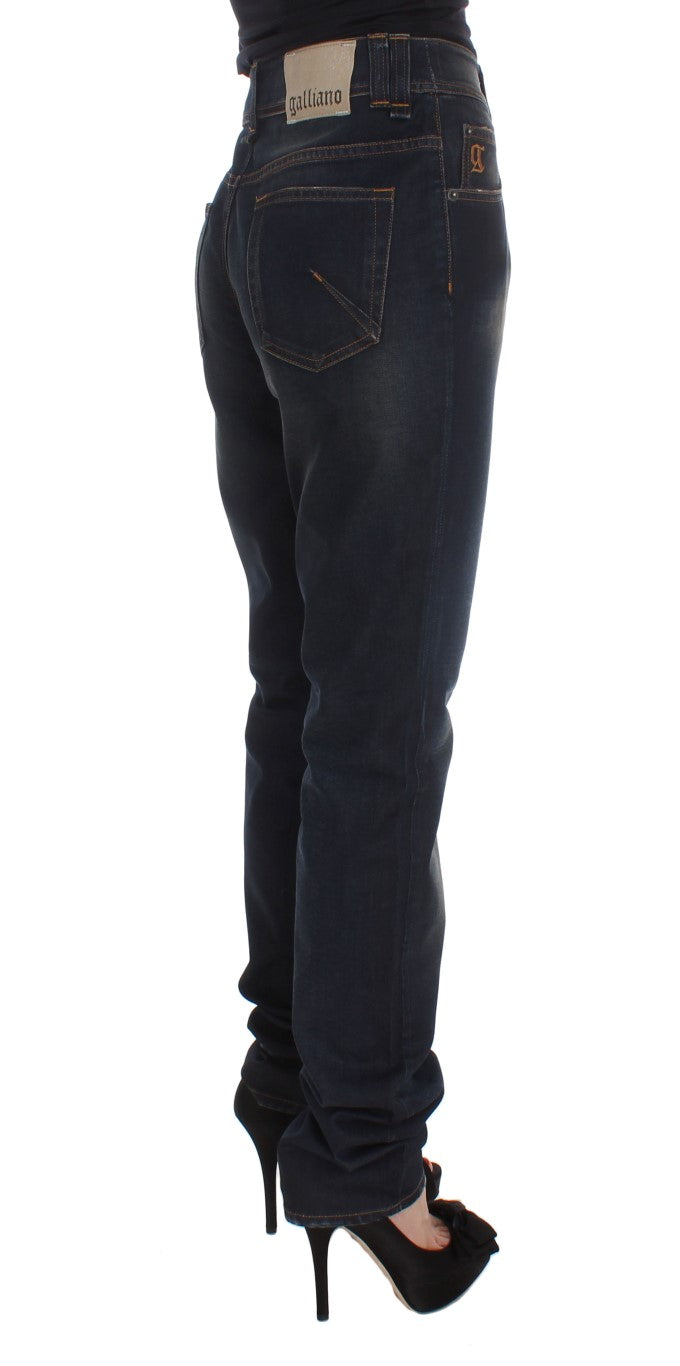 John Galliano Blue Wash Cotton Blend Boyfriend Fit Jeans John Galliano