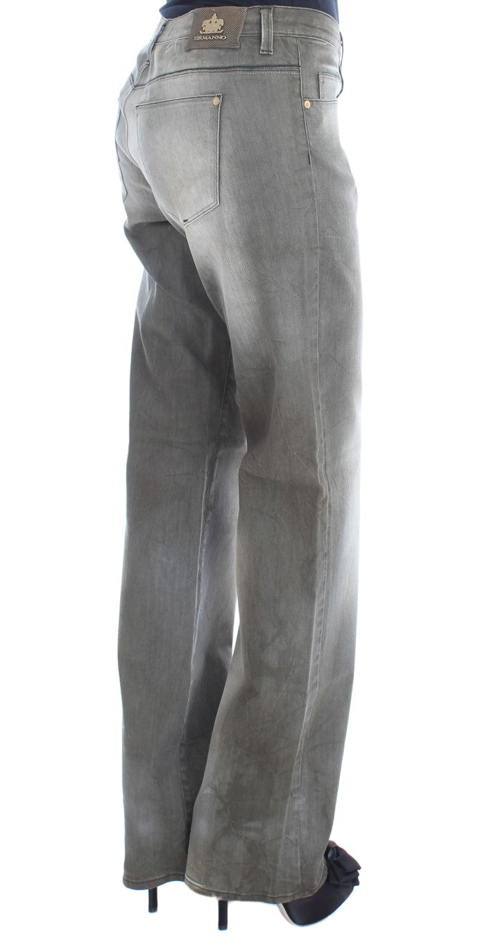 Ermanno Scervino Gray Cotton Blend Loose Fit Boyfriend Jeans Ermanno Scervino