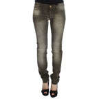 Ermanno Scervino Gray Wash Cotton Blend Slim Fit Jeans