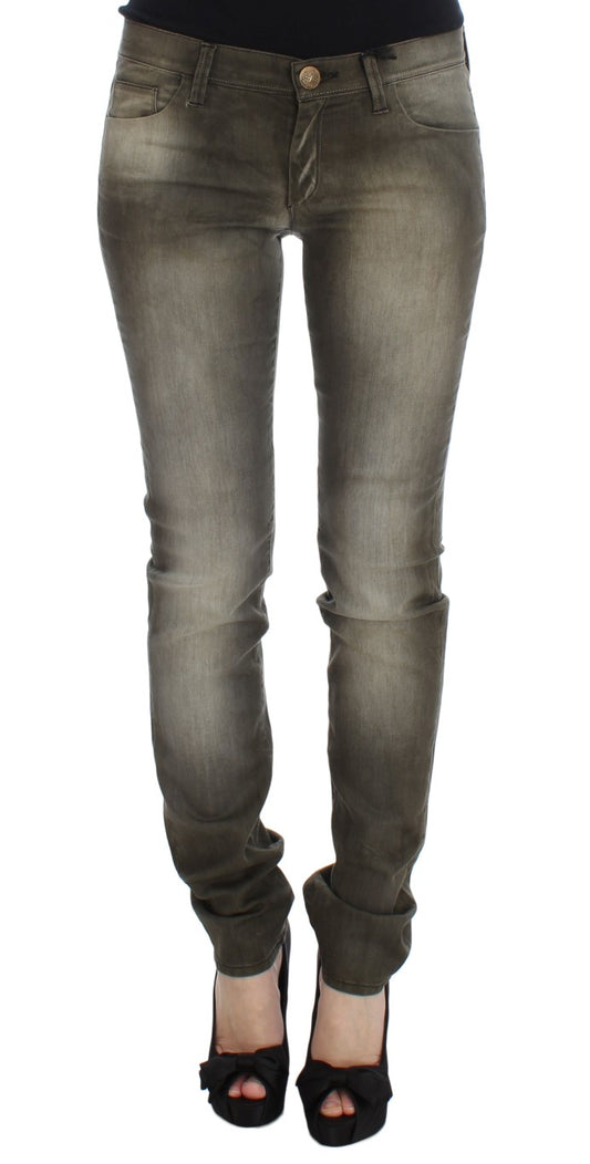 Ermanno Scervino Gray Wash Cotton Blend Slim Fit Jeans Ermanno Scervino