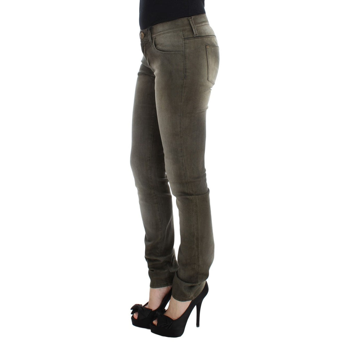 Ermanno Scervino Gray Wash Cotton Blend Slim Fit Jeans
