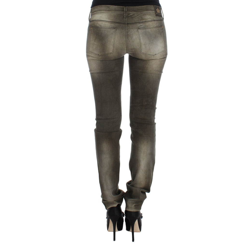 Ermanno Scervino Gray Wash Cotton Blend Slim Fit Jeans