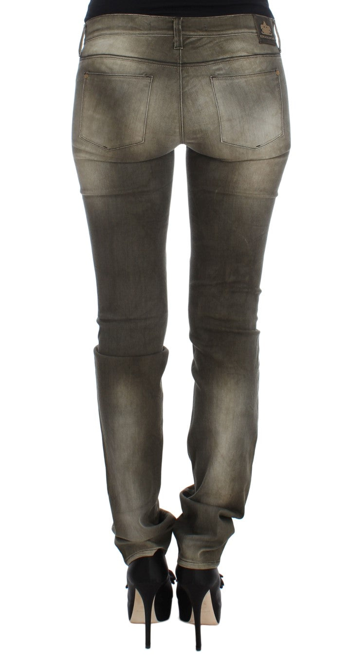 Ermanno Scervino Gray Wash Cotton Blend Slim Fit Jeans Ermanno Scervino