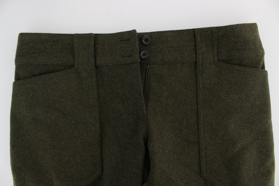 Ermanno Scervino Green Wool Blend Loose Fit Cargo Pants Ermanno Scervino