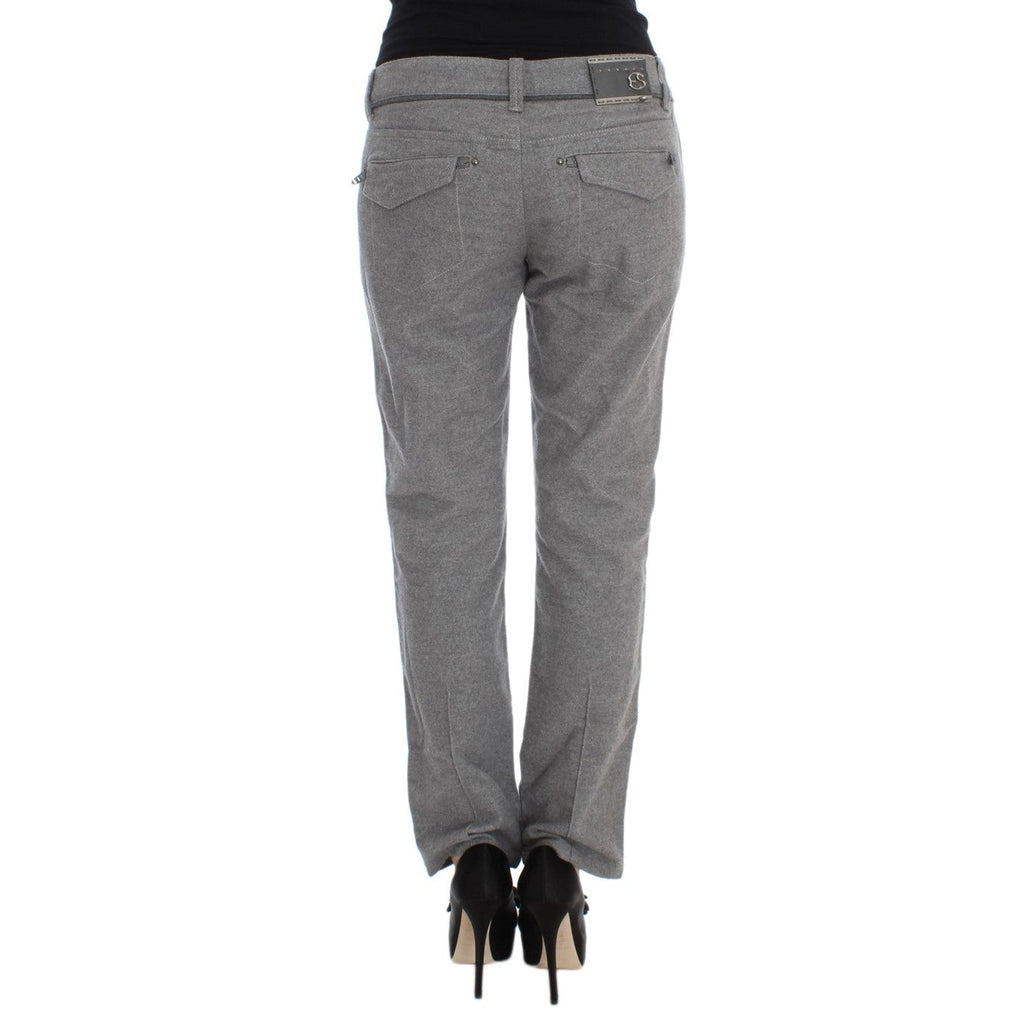 Ermanno Scervino Gray Cotton Straight Fit Casual Pants