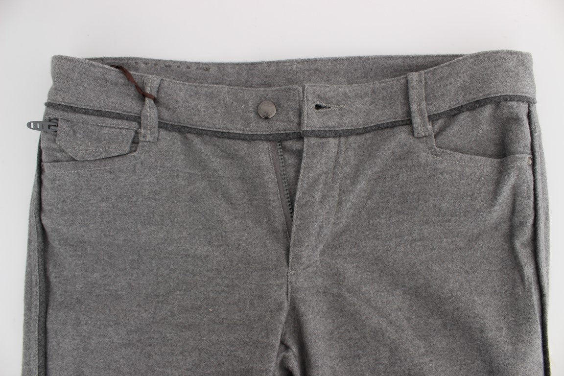 Ermanno Scervino Gray Cotton Straight Fit Casual Pants Ermanno Scervino