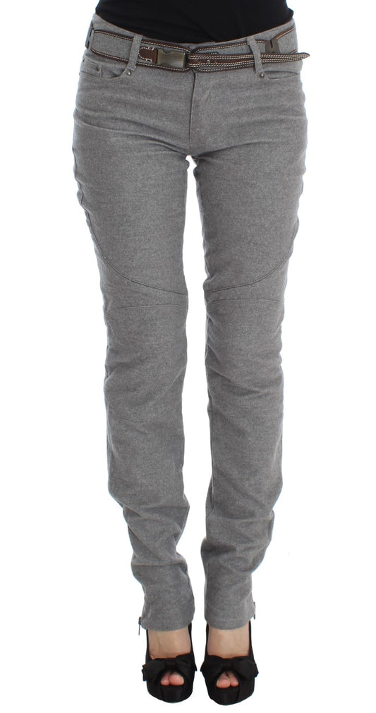Ermanno Scervino Gray Cotton Slim Fit Casual Bootcut Pants Ermanno Scervino
