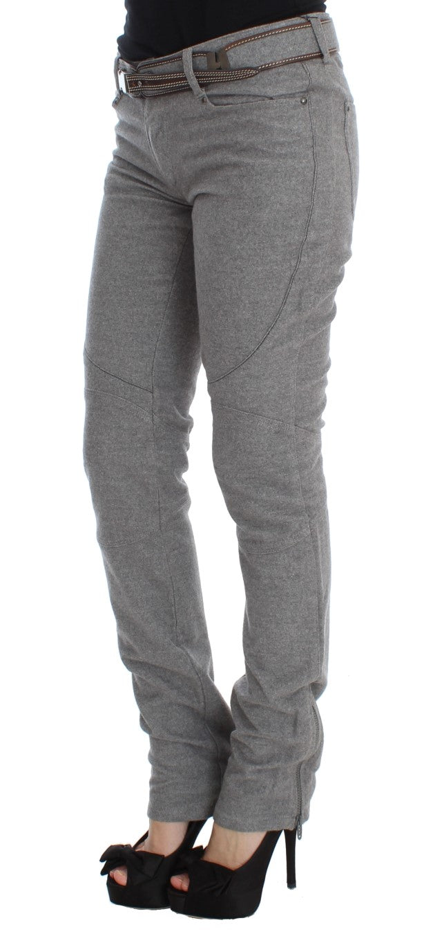 Ermanno Scervino Gray Cotton Slim Fit Casual Bootcut Pants Ermanno Scervino