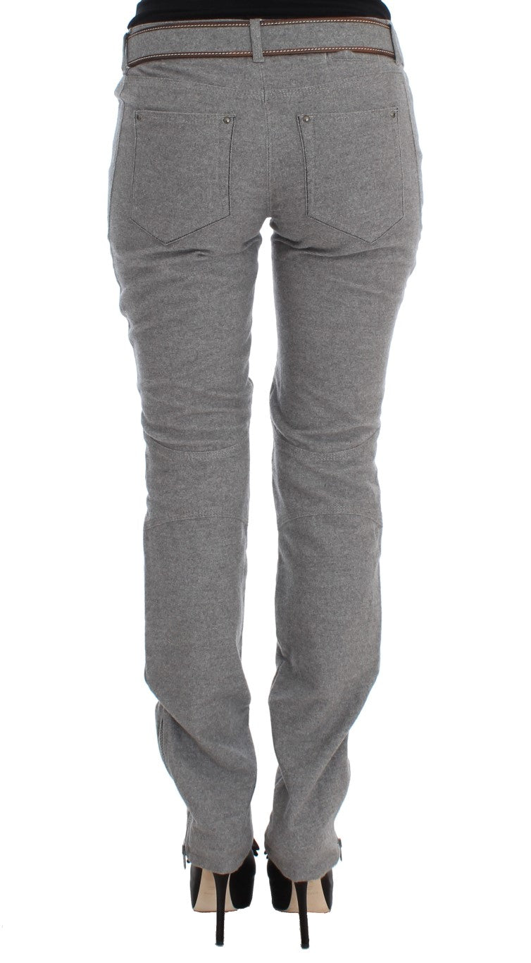 Ermanno Scervino Gray Cotton Slim Fit Casual Bootcut Pants Ermanno Scervino