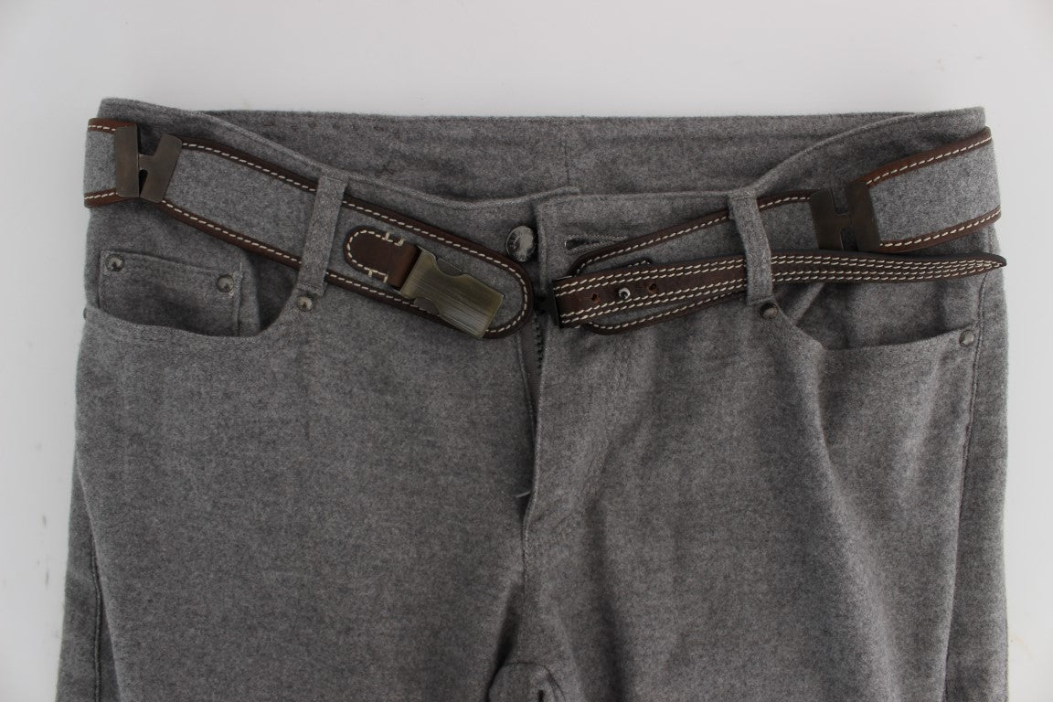 Ermanno Scervino Gray Cotton Slim Fit Casual Bootcut Pants Ermanno Scervino