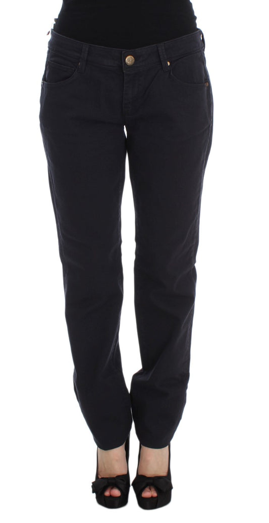 Ermanno Scervino Blue Cotton Blend Casual Fit Pants Ermanno Scervino